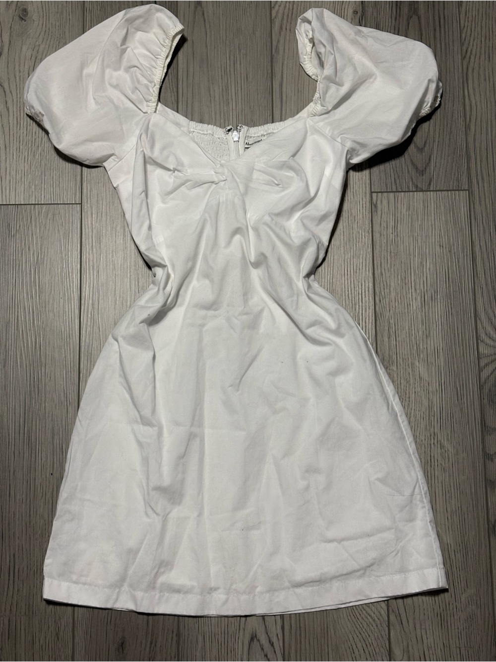 Abercrombie & Fitch White Puff-Sleeve Mini Dress